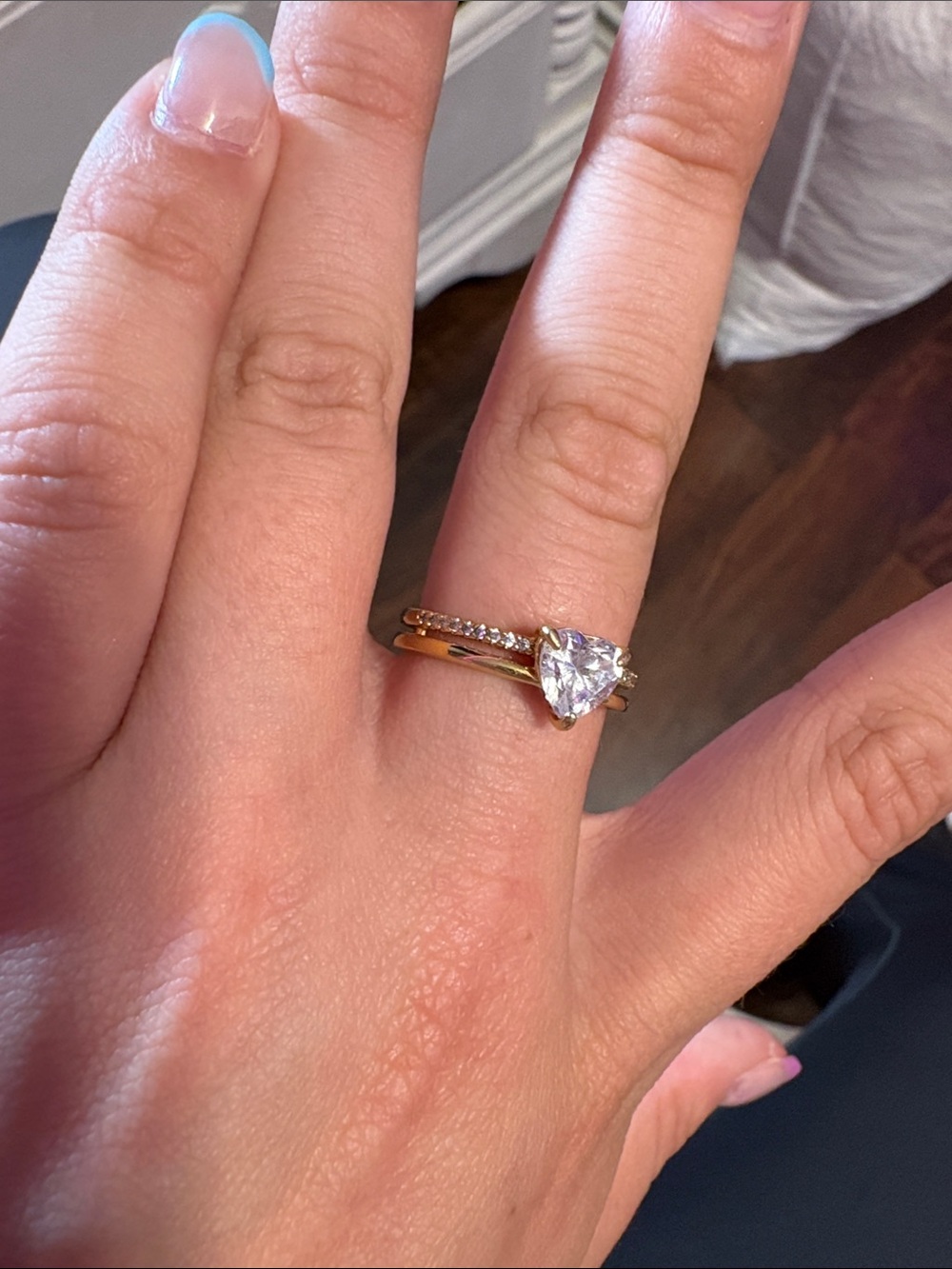 Pandora Gold Heart Ring with Clear Center Stone - Picture 3 of 3